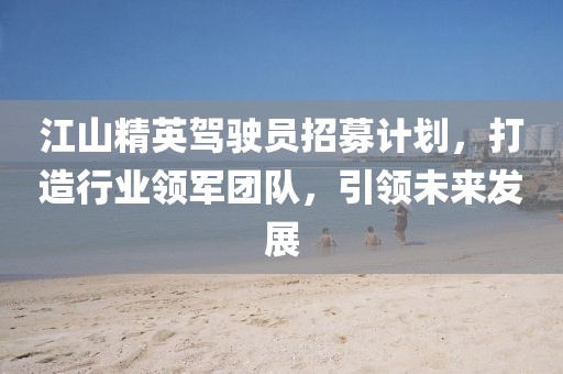 江山精英駕駛員招募計劃，打造行業(yè)領(lǐng)軍團隊，引領(lǐng)未來發(fā)展