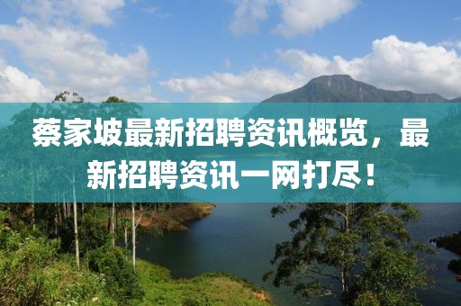 蔡家坡最新招聘資訊概覽，最新招聘資訊一網(wǎng)打盡！