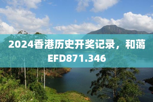2024香港歷史開獎記錄，和藹EFD871.346
